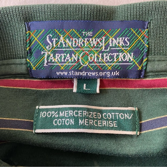 St Andrews Links Tartan Collection short sleeve polo size large Green Red - Picture 3 of 8